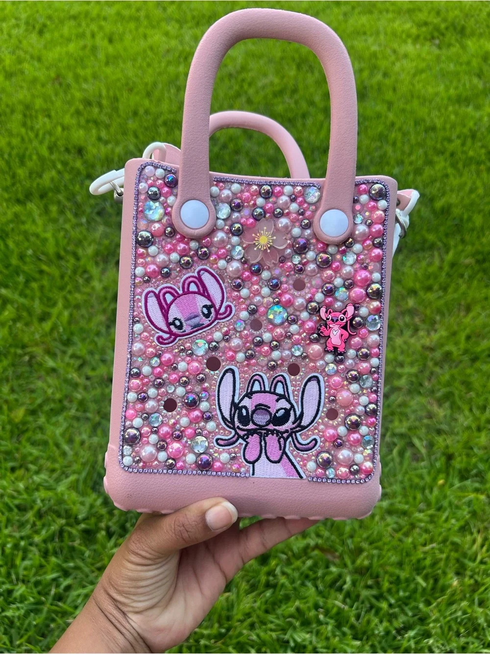 Pink Beaded Character Mini Tote